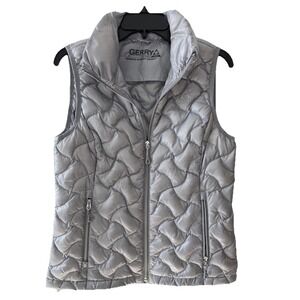 Women's Gerry Packable Goose Down Puffer Vest Small Gray Silver Zip-Up Pockets